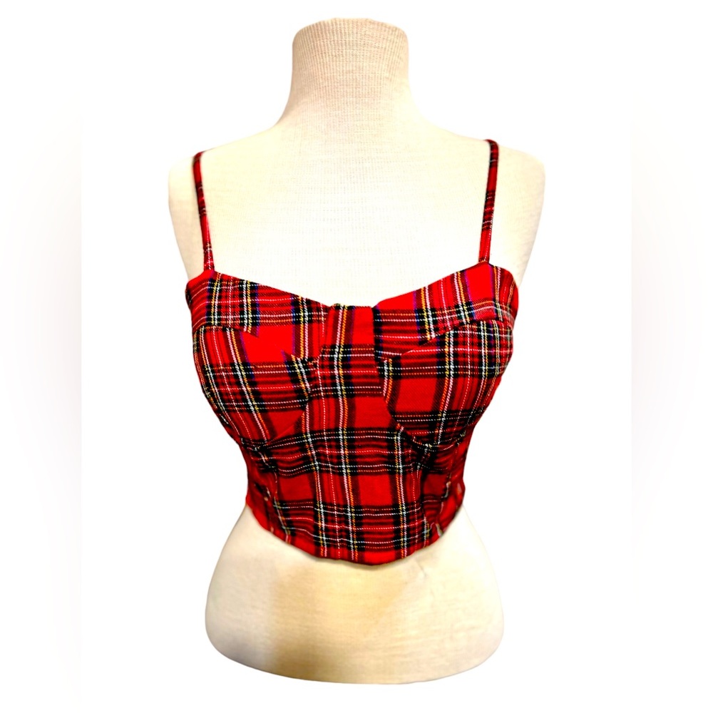 Bustier Red Plaid Size Large NWOT